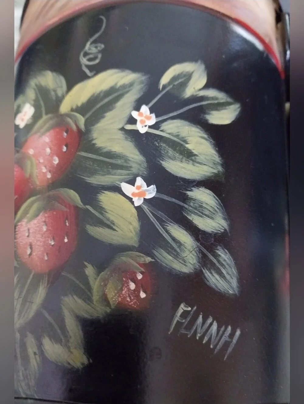 Hand-Painted Black Strawberry Accent Buckets by Kennedy's Country Collection.